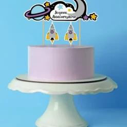 Cerf Dellier Cake topper assortis "Joyeux anniversaire" thème Galaxie Clearance