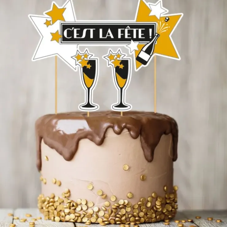 Cerf Dellier Cake topper assortis thème Festif "C'est la fête" Outlet