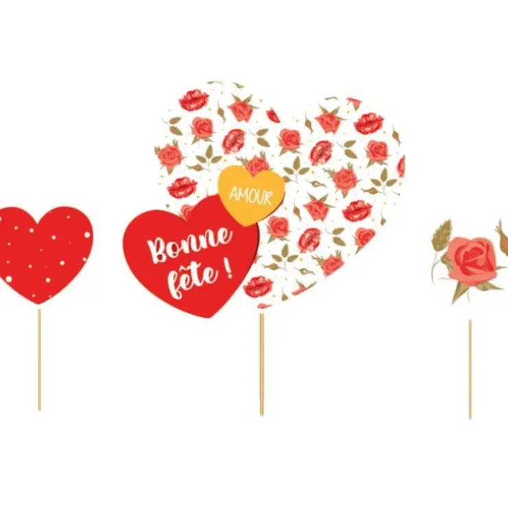 Cerf Dellier Cake topper assortis thème Romantique "Bonne fête" Discount