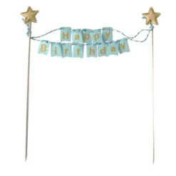 Cerf Dellier Cake topper bannière anniversaire bleu New