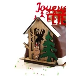 Cerf Dellier Cake topper en bois chalet de Noël Renne Best