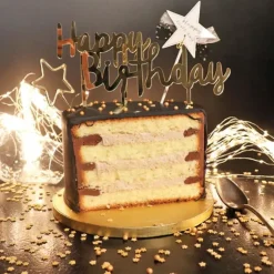 Cerf Dellier Cake Topper Happy Birthday doré Best