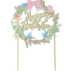 Cerf Dellier Cake topper "Happy birthday" thème sirène Clearance
