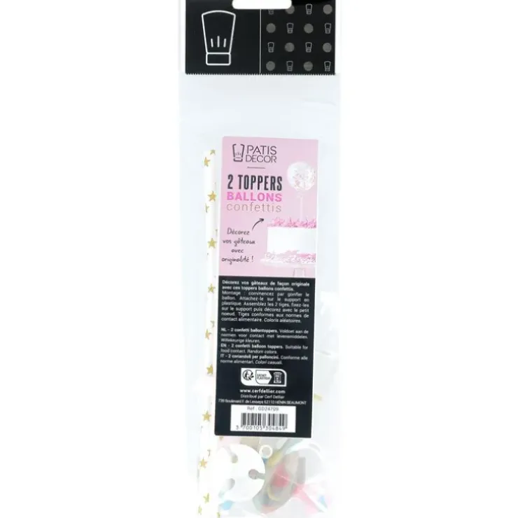 Cerf Dellier Cake toppers ballons & confettis (x2) Clearance