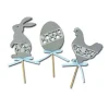 Cerf Dellier Cake toppers Pâques gris (x3)