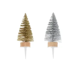 Cerf Dellier Cake toppers sapins dorés et argentés