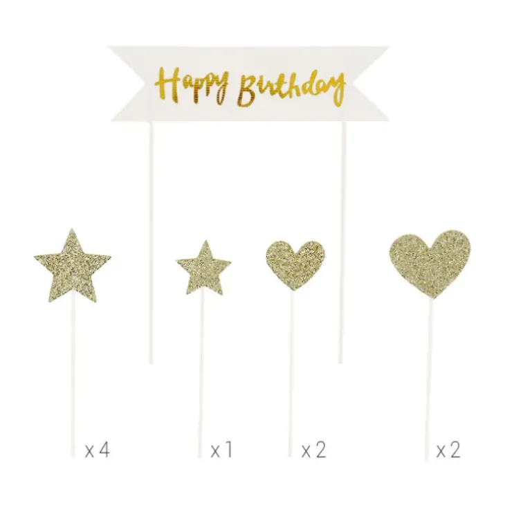 Cerf Dellier Cakes toppers "Happy birthday" 2 (x10) New