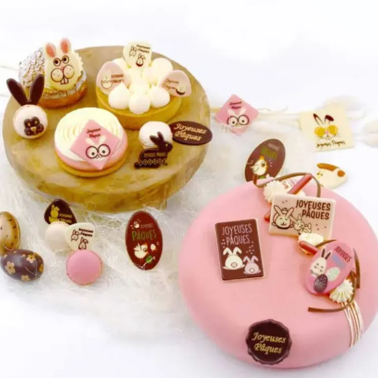 Cerf Dellier Carrés chocolat lapins à lunettes Joyeuses Pâques assortis (x80)