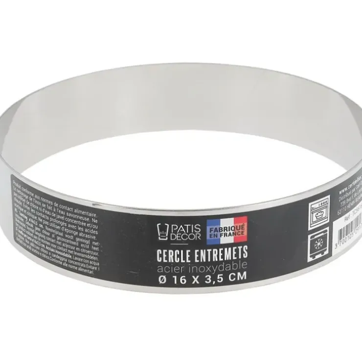 Cerf Dellier Cercle à entremets inox H 3,5 cm Ø 16 cm New