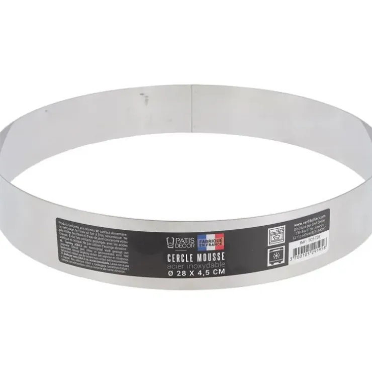 Cerf Dellier Cercle à mousse inox H 4,5 cm Ø 28 cm New