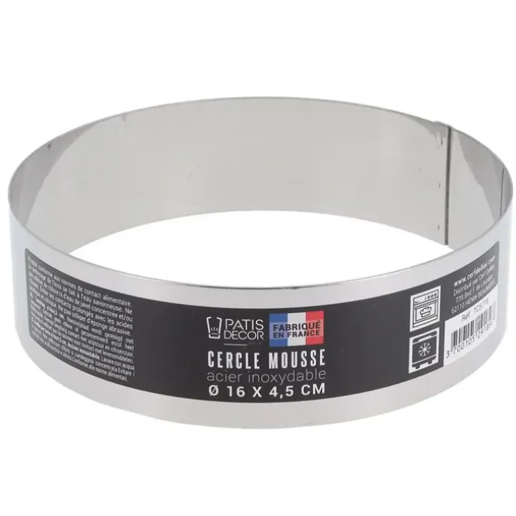 Cerf Dellier Cercle à mousse inox H 4,5 cm Ø 16 cm New