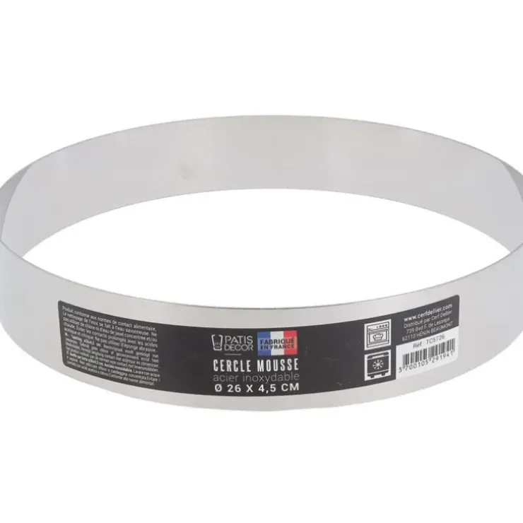 Cerf Dellier Cercle à mousse inox H 4,5 cm Ø 26 cm
