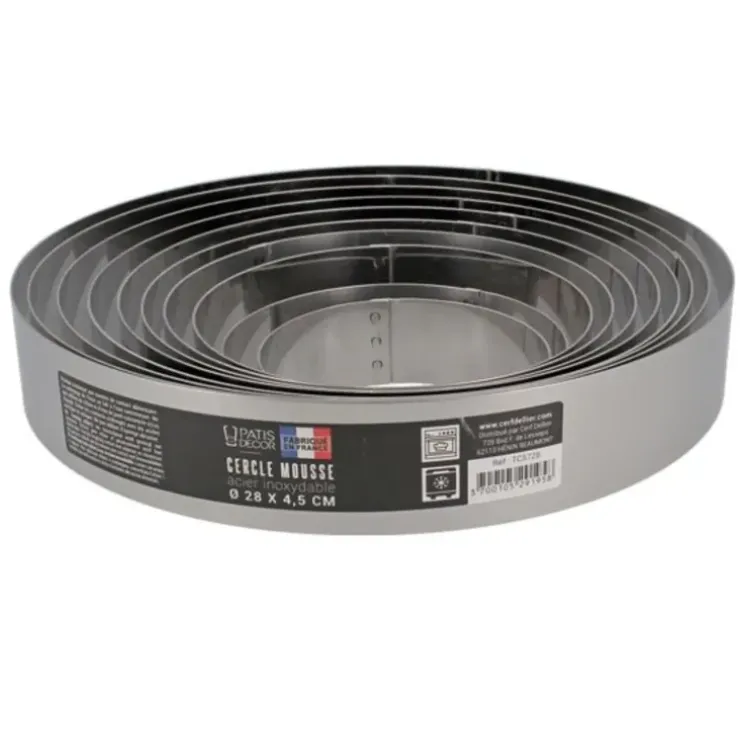 Cerf Dellier Cercle à mousse inox H 4,5 cm Ø 22 cm New