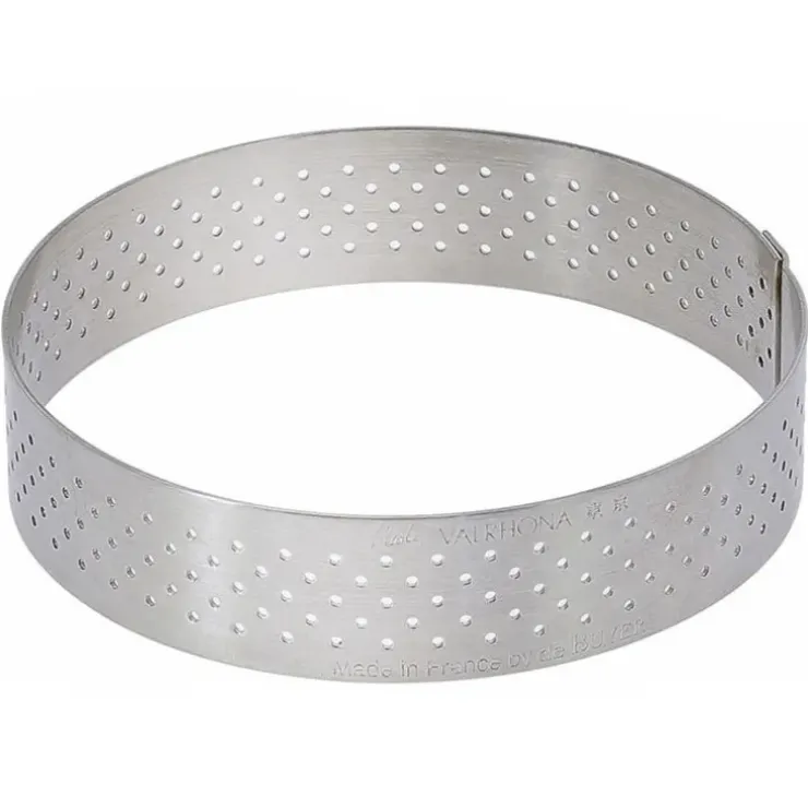 Cerf Dellier Cercle à tarte perforé à bord droit inox H 2 cm De Buyer