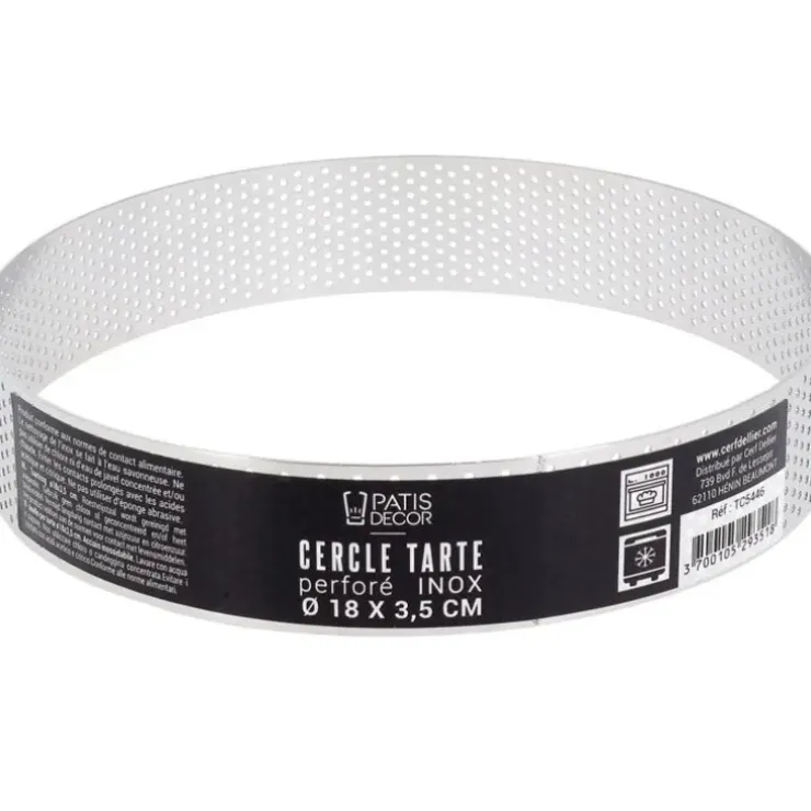 Cerf Dellier Cercle à tarte perforé inox H 3,5 cm Ø 18 cm Discount