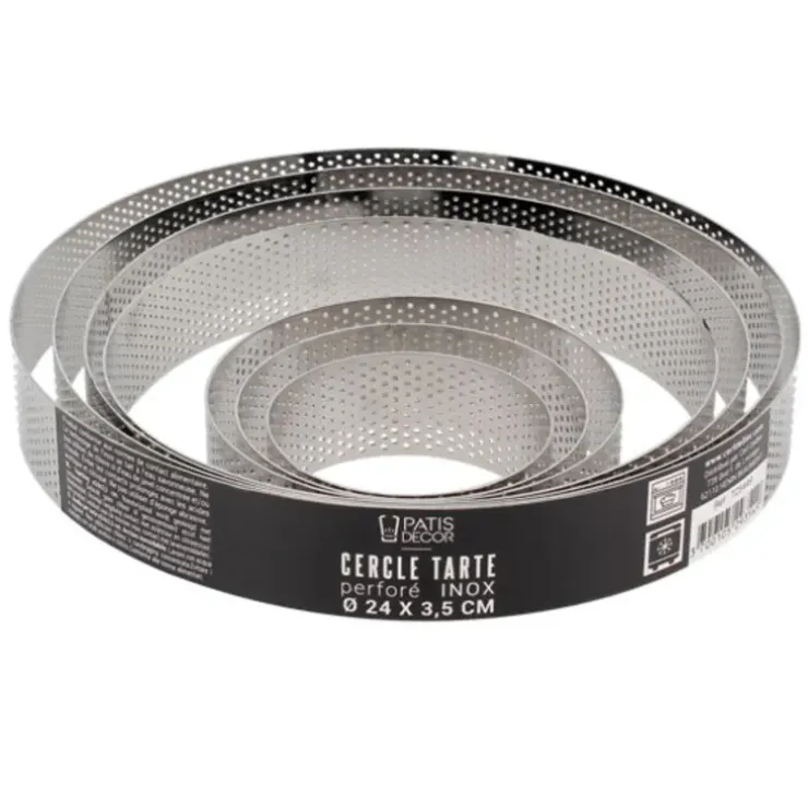 Cerf Dellier Cercle à tarte perforé inox H 3,5 cm Ø 18 cm Discount