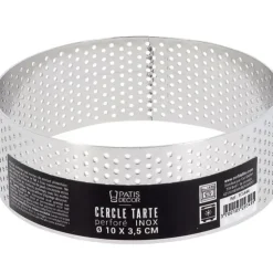 Cerf Dellier Cercle à tarte perforé inox H 3,5 cm Ø 10 cm New