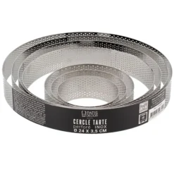Cerf Dellier Cercle à tarte perforé inox H 3,5 cm Ø 10 cm New