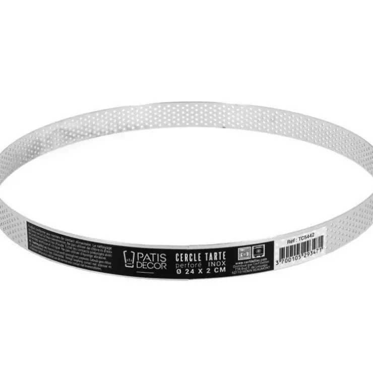 Cerf Dellier Cercle à tarte perforé inox H 2 cm Ø 24 cm Best