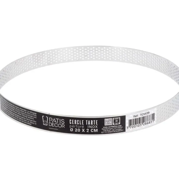 Cerf Dellier Cercle à tarte perforé inox H 2 cm Ø 20 cm