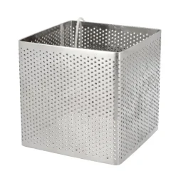 Cerf Dellier Cercle perforé carré en acier inoxydable carré - 8 x 8 x 8 cm