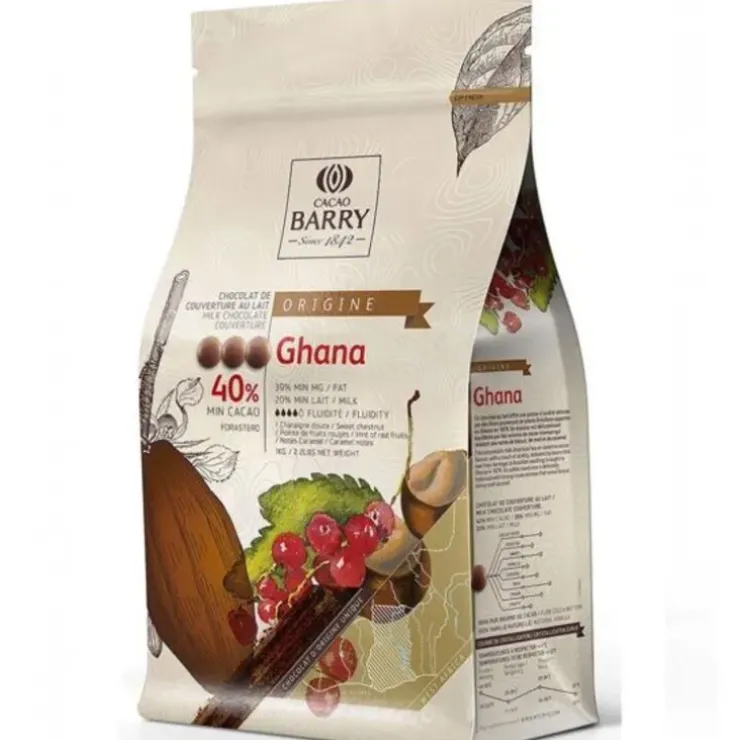 Cerf Dellier Chocolat de Couverture au Lait origine Ghana 40 % 1 Kg