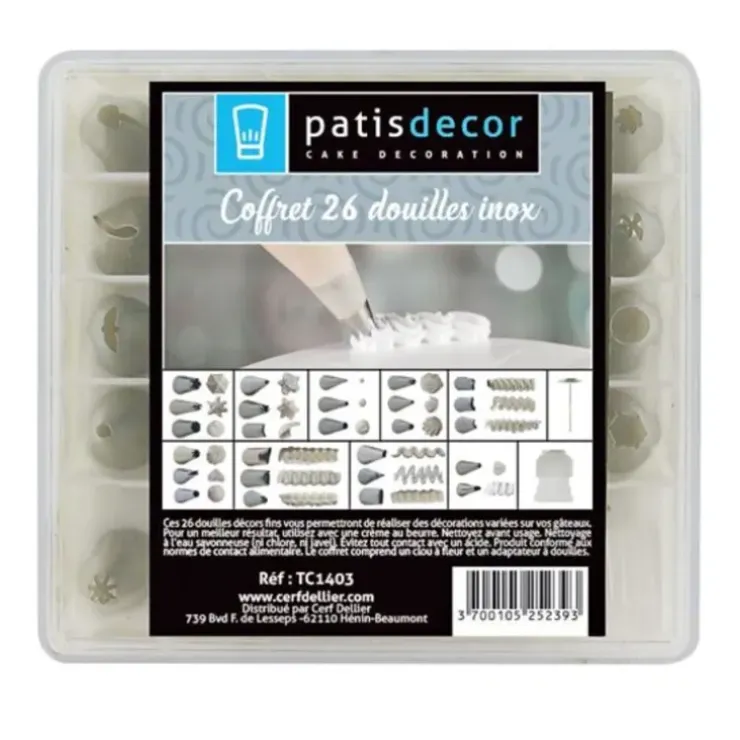 Cerf Dellier Coffret 26 douilles décors inox Discount