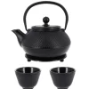 Cerf Dellier Coffret théière + tasses à points en fer noir - 900 ml