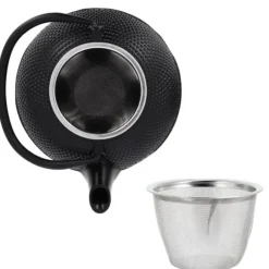 Cerf Dellier Coffret théière + tasses à points en fer noir - 900 ml