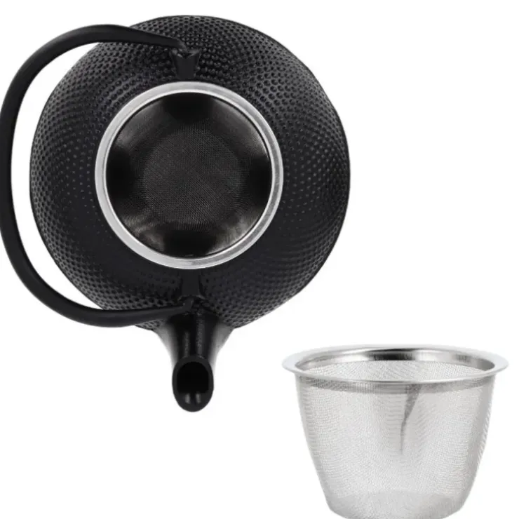 Cerf Dellier Coffret théière + tasses à points en fer noir - 900 ml