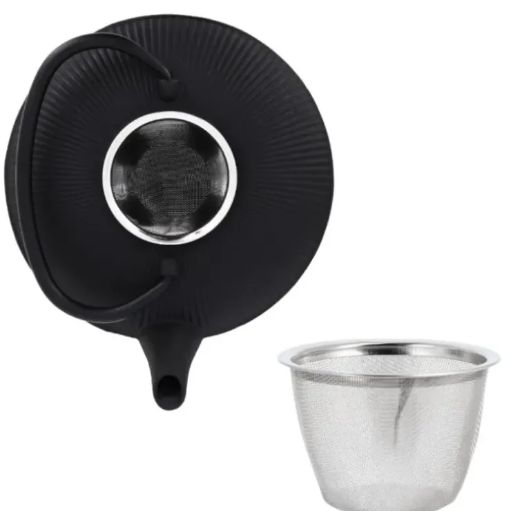 Cerf Dellier Coffret théière + tasses à rayures en fer noir - 800 ml Discount