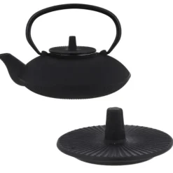 Cerf Dellier Coffret théière + tasses à rayures en fer noir - 800 ml Discount