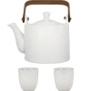 Cerf Dellier Coffret théière + tasses en céramique blanche - 900 ml New