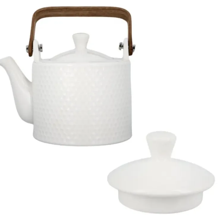 Cerf Dellier Coffret théière + tasses en céramique blanche - 900 ml New