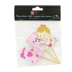 Cerf Dellier Cupcake Toppers Bébé fille en bois (x3) Clearance