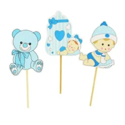 Cerf Dellier Cupcake Toppers Bébé garçon en bois (x3)