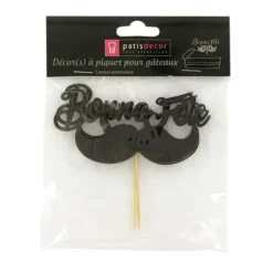 Cerf Dellier Cupcake Toppers Moustache "Bonne Fête" (x 2) Best
