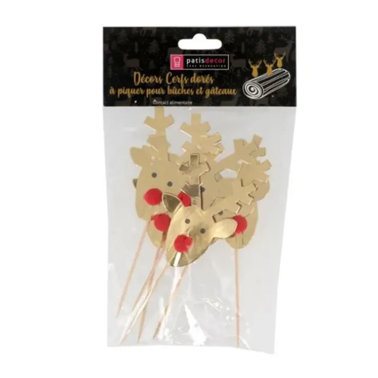 Cerf Dellier Cupcake Toppers Rennes Dorés (x6) Online