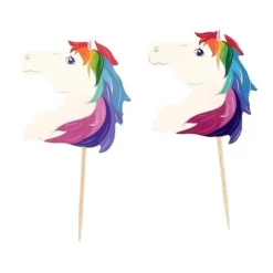 Cerf Dellier Cupcake Toppers Têtes de chevaux arc-en-ciel (x 20) Sale