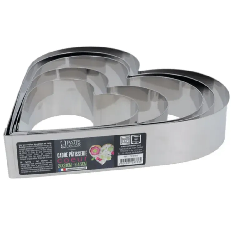 Cerf Dellier Cœur à mousse inox H 4,5 cm L 16 cm New