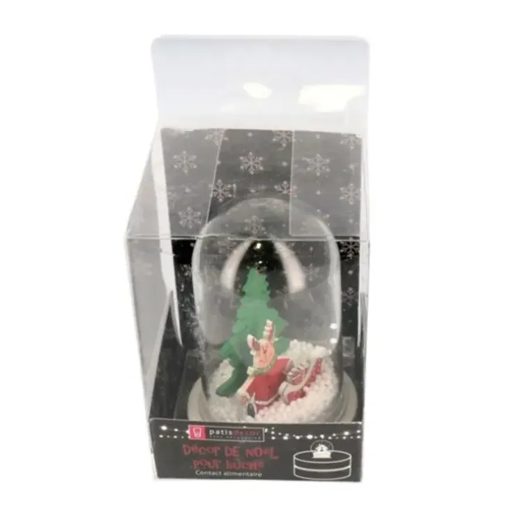 Cerf Dellier Décor de noël pour bûche "boule à neige renne de noël" à poser Hot