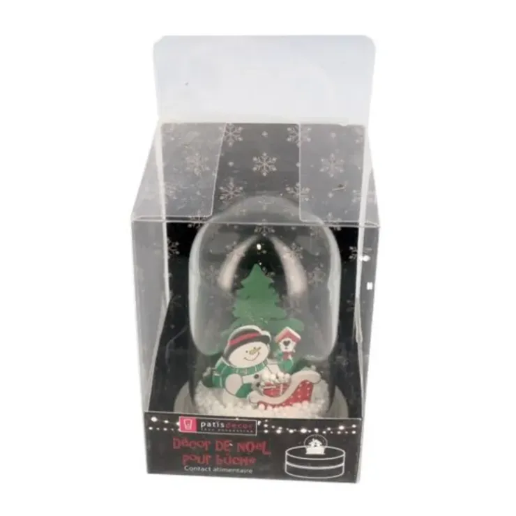 Cerf Dellier Décor de noël pour bûche "boule à neige bonhomme de neige" à poser Clearance