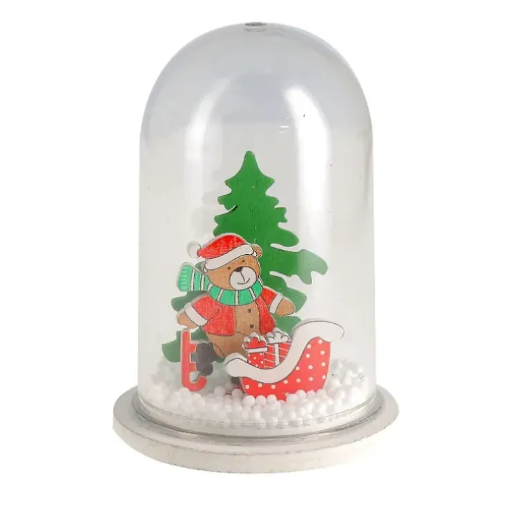 Cerf Dellier Décor de noël pour bûche "boule à neige ourson de Noël" à poser New