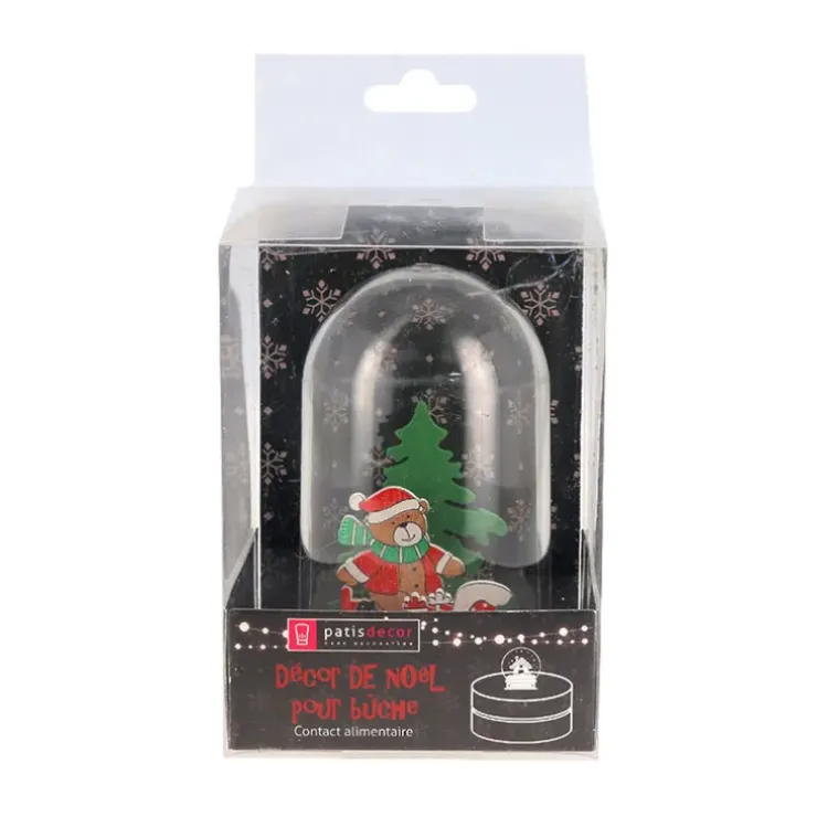 Cerf Dellier Décor de noël pour bûche "boule à neige ourson de Noël" à poser New