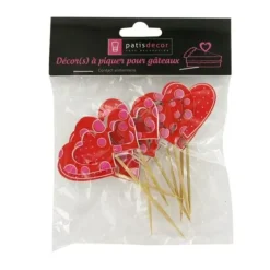 Cerf Dellier Décors coeurs sur pique en bois (x10) Best