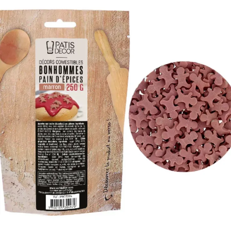Cerf Dellier Décors comestibles bonhommes pain d'épices marron - 250 g Sale