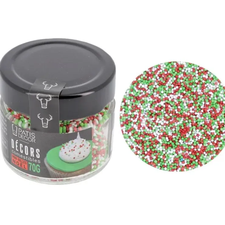 Cerf Dellier Décors comestibles mini billes de Noël