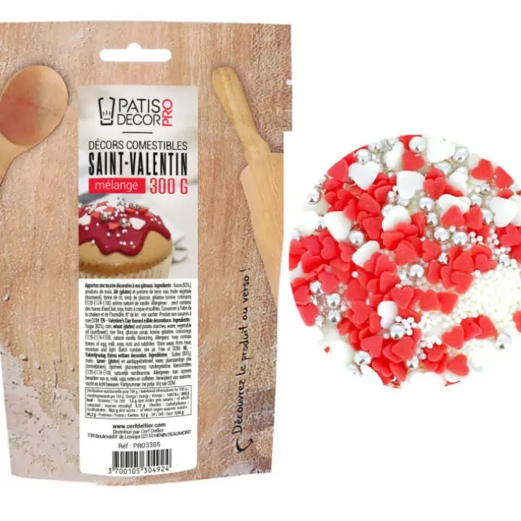 Cerf Dellier Décors comestibles Saint Valentin assortis 300 g New