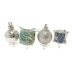 Cerf Dellier Décors de Noël assortis bleu argent sur pique (x4) New