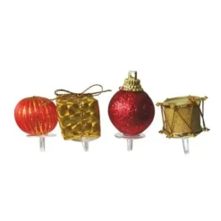 Cerf Dellier Décors de Noël assortis rouge doré sur pique (x4) Discount
